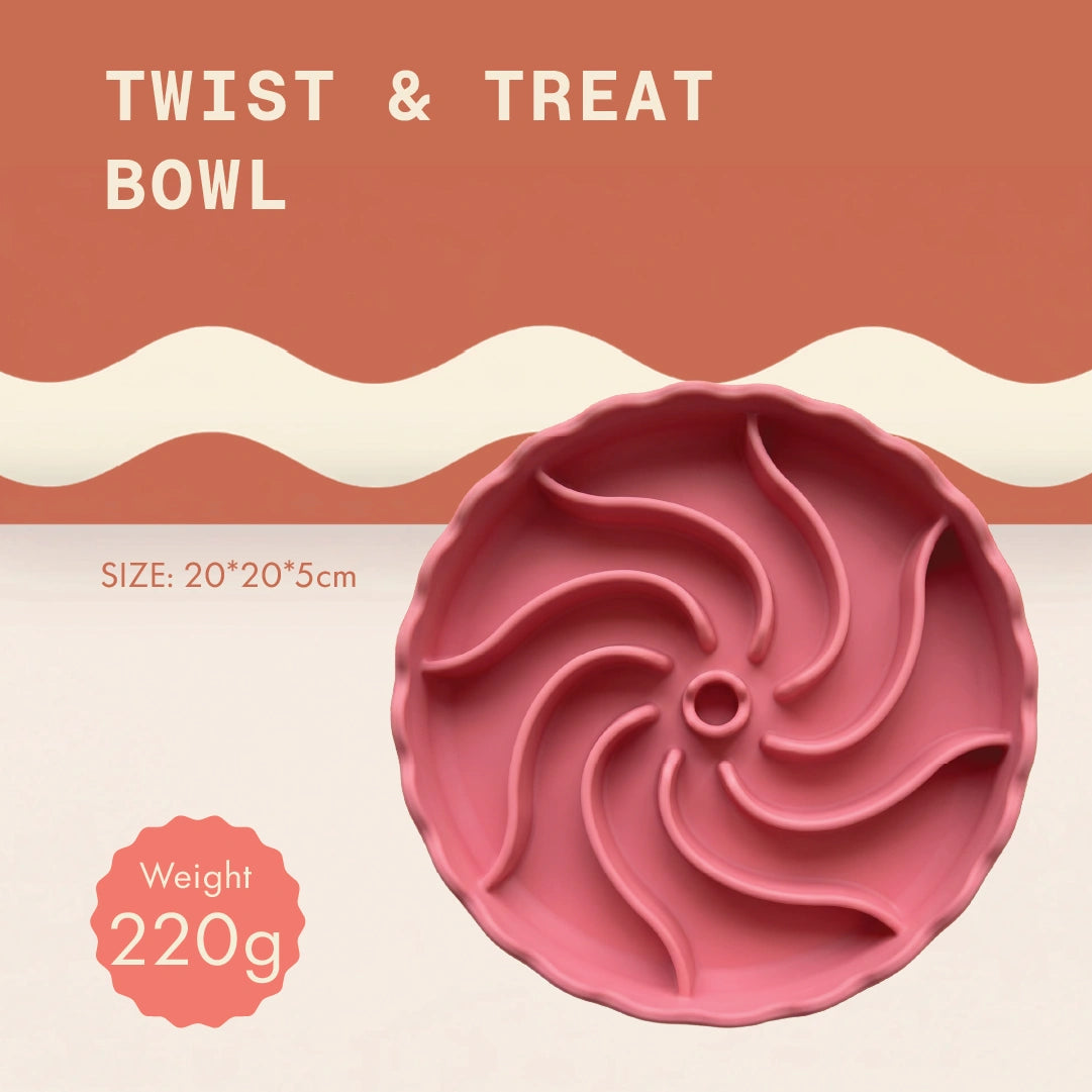 Twist & Treat spiral silicone slow feeder bowl for dogs