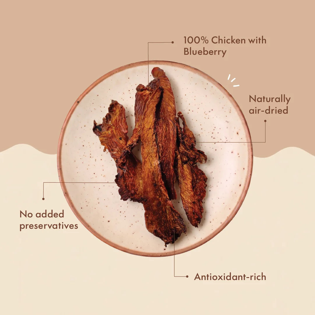 Noor's Blueberry Chicken Jerky (Grain-Free Dog Treats)