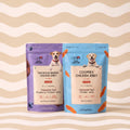 Chicken jerky duo: Cooper's chicken jerky and Noor's blueberry chicken jerky for dogs